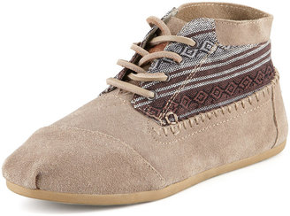 Toms Suede Print-Top Lace-Up Bootie
