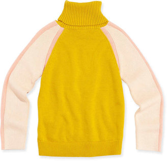 Chloé Colorblock Turtleneck Sweater, Mustard, 6A-10A