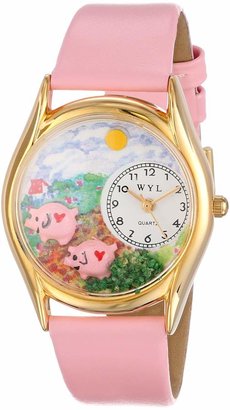 Whimsical Watches Kids' C0110002 Classic Pigs Pink Leather And tone Watch