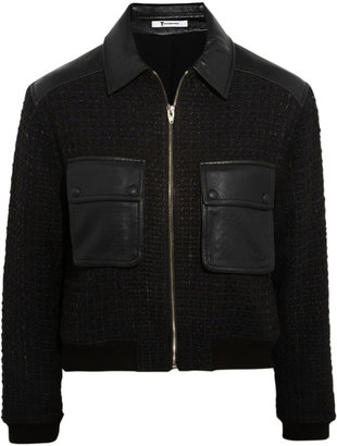 Alexander Wang T by Cropped tweed and leather jacket