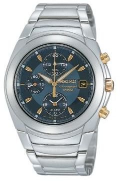 Seiko Men's  silver coloured blue dial bracelet watch
