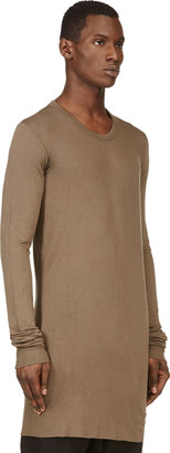 Rick Owens Khaki Overlong Draping T-Shirt