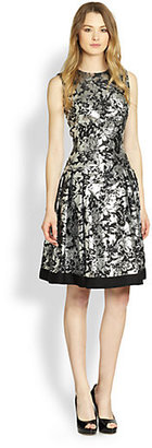 Carmen Marc Valvo Brocade Fit-And-Flare Party Dress