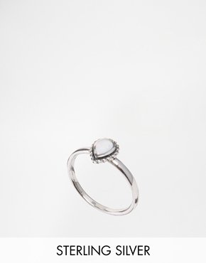 Regal Rose White Opal Sterling Silver Teardrop Ring - whiteopal