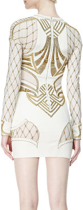 Sass & Bide The Royal One Long-Sleeve Sheath Dress, Ivory/Gold