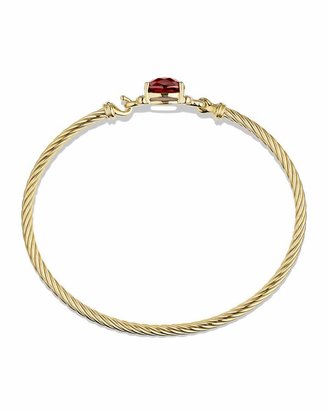David Yurman Petite Wheaton Bracelet with Garnet and Diamonds in Gold