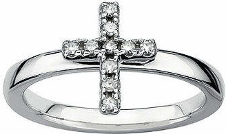 Silver Cross Personally Stackable 1/10 CT. T.W. Diamond Sterling Ring Family