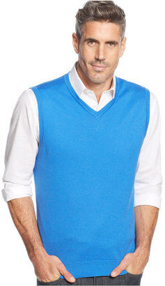 John Ashford Big and Tall Solid Cotton Sweater Vest