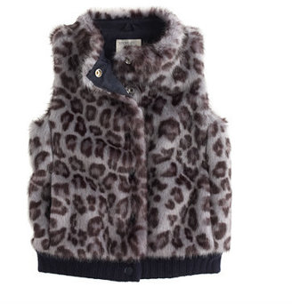 J.Crew Girls' furry leopard vest