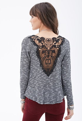 Forever 21 Marled Crochet-Back Sweater