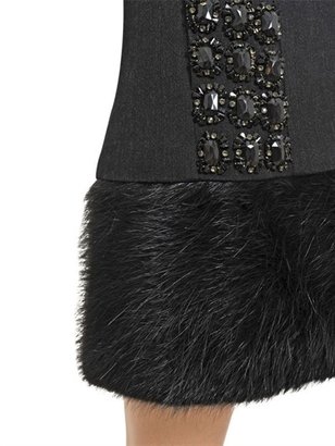 Marni Embroidered Wool And Beaver Fur Coat