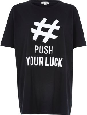 River Island Black push your luck oversized t-shirt
