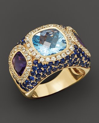 Bloomingdale's Blue Topaz and Multi Gemstone Pavé Ring in 14K Yellow Gold
