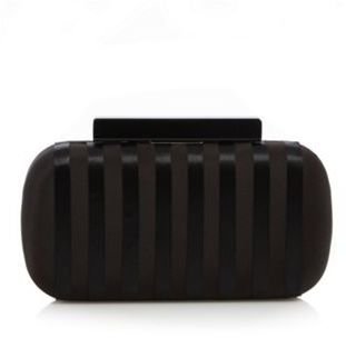 Ben de Lisi Principles by Designer black resin striped hard case clutch
