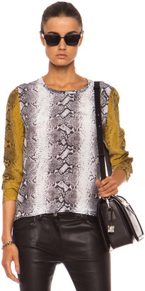Equipment Contrast Sleeves Liam Silk Blouse in Bright White & Black