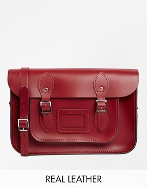 The Leather Satchel Company 12.5'' Pillarbox Red Satchel - pillarboxred