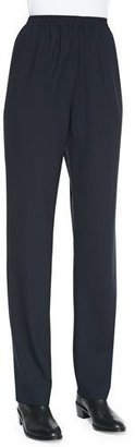 eskandar Narrow Wool-Stretch Trousers, Navy