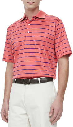 Peter Millar Striped Short-Sleeve Polo, Red/Blue