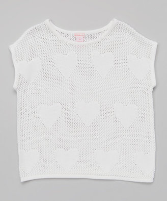 Design History White Heart Knit Cap-Sleeve Top - Girls