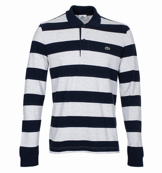 Lacoste Grey & Navy Pique Polo Shirt
