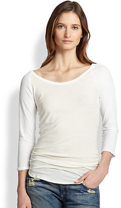 James Perse Ruched Cotton Baseball Tee