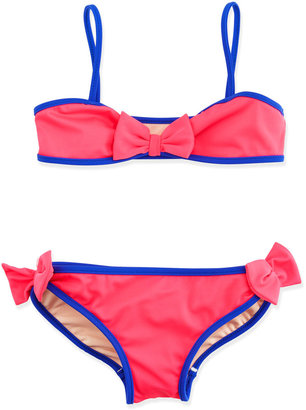 Milly Minis Mini Bow Two-Piece Swimsuit, Peach, Sizes 7-10
