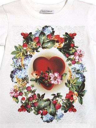 Dolce & Gabbana Heart Printed Cotton Jersey T-Shirt