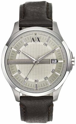 Armani Exchange Brown Leather Strap Mens Watch