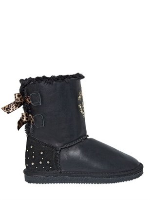 Roberto Cavalli Leather And Faux Shearling Boots