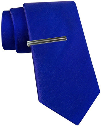 Jf J.Ferrar JF Solid Glitter Tie and Tie Bar Set - Slim