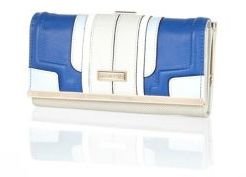 River Island Blue colour block clip top purse