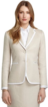 Brooks Brothers Stellita Fit Two-Button Trimmed Linen Jacket