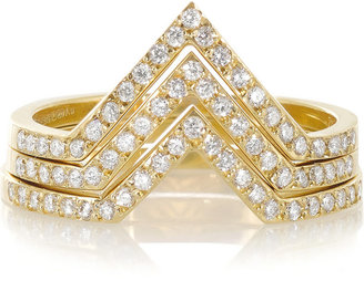 Ileana Makri Triple V set of three 18-karat gold diamond rings
