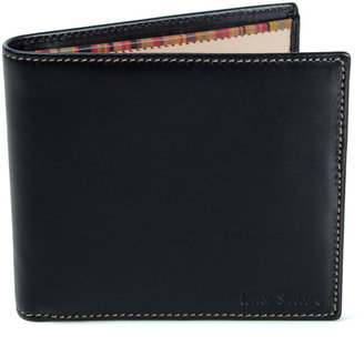 Paul Smith Black & Natural Leather Vintage Stripe Trim Bi-Fold Wallet