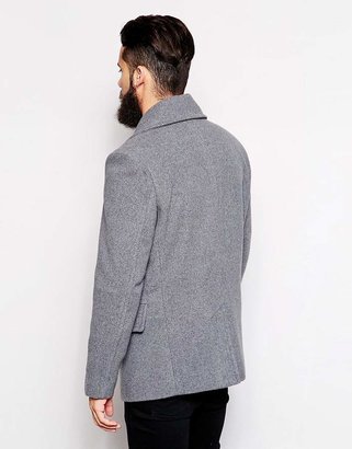 ASOS Wool Peacoat In Light Grey