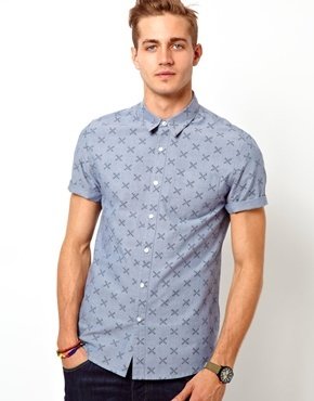 ASOS Oxford Shirt in Short Sleeve with Crosses