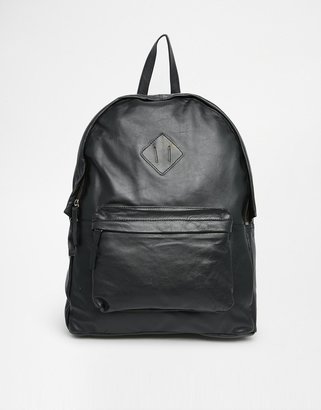 ASOS Leather Backpack In Black - Black