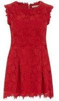 Dorothy Perkins Womens Orien Love Red Crochet Lace Bell Dress- Red