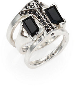 Bliss Lau Black Diamond, Black Onyx & Sterling Silver Ring