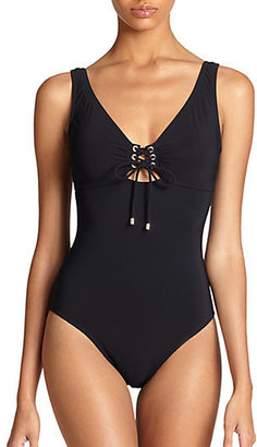 Karla Colletto Swim One-Piece Lace-Up Swimsuit