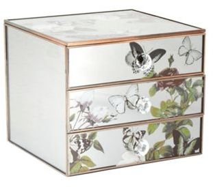 Debenhams Silver mirrored flower printed drawer unit