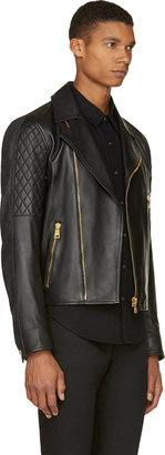 Versus Black Leather & Denim Combination Jacket