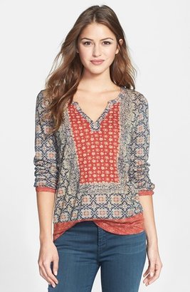 Lucky Brand Placed Print Scarf Top