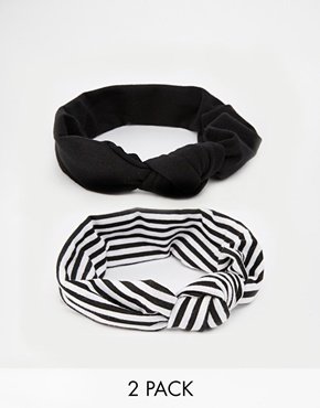 ASOS 2 Pack Headbands With Stripe And Plain - multi