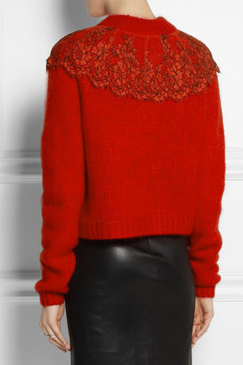 Christopher Kane Lace-appliquéd mohair-blend sweater