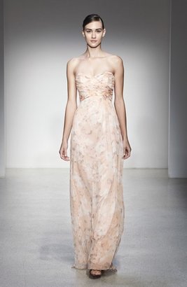 Amsale 'Amore' Print Silk Chiffon Gown