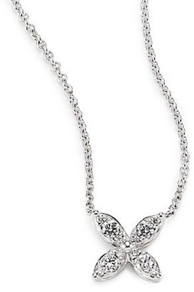 Kwiat Sunburst Diamond & 18K White Gold Small Flower Pendant Necklace