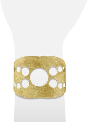Stefano Patriarchi Golden Silver Etched Cut Out Cuff Bracelet