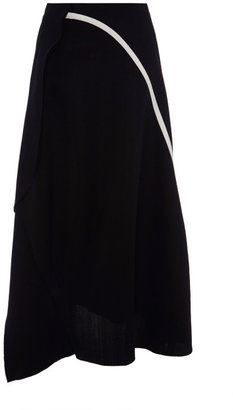 Marni Black Long Skirt With White Line Detail Black/White