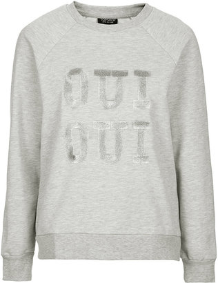 Oui Oui Grey sweat with silver 'oui oui' slogan. 50% cotton, 50% polyester. machine washable.